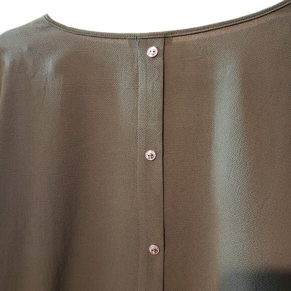 Sky Plus Womens Olive Button-Back 2X Blouse With Pocket & Shoulder Detail - Picture 4 of 14